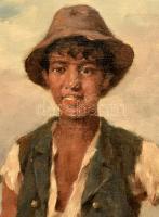 Vastagh György (1834-1922): Fiú korsóval. Olaj, vászon, jelzett, dublírozott. Kissé sérült fa keretb...