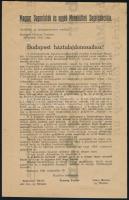 1920 Magyar Vagonlakók és egyéb Menekültek Segélyakciója a budapesti háztulajdonosokhoz szóló röplapja, Herczeg Ferenc író által jegyezve, a háború utáni hontalanok megsegítésére, szép állapotban