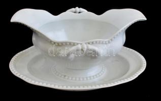 Rosenthal fehér mázas porcelán szószostál, jelzett, hibátlan, m: 10 cm, 21x14 cm