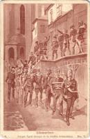 Selmecbánya, Schemnitz, Banská Stiavnica; Libasorban. Joerges Ágost özv. és fia 4. Rsz. 73. Tassonyi Ernő: Aki a párját keresi című selmeci diákéletből vett regényének illusztrációja / Studentica art postcard s: Mühlbeck Károly (Rb)