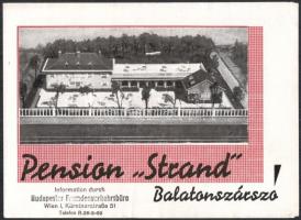 cca 1930 Balatonszárszó Pension Strand utazási prospektusa, magyar és német nyelven, fekete-fehér fotókkal, 2 sztl. lev.