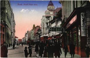 1914 Arad, Atzél Péter utca, Fehér Kereszt szálloda, üzletek / street, hotel, shops