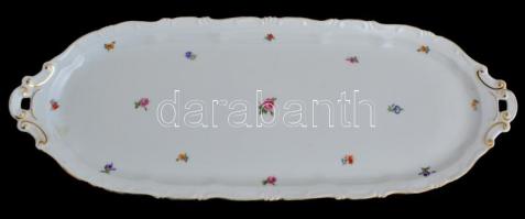 Zsolnay porcelán süteményes tál, matricás, jelzett, kopásokkal, 44,5x16,5 cm