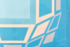 Victor Vasarely (1908-1997): Op-art kompozíció. Ofszet nyomat, papír, paszpartuban. 33,5×33,5 cm