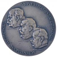 Madarassy Walter (1909-1994) 1967. "Scientiarum Medicinae Universitas Budapestinensis - Semmelweis, Hőgyes, Korányi" ezüstözött Br emlékérem, hátoldalon "1769" vésettel (60mm) T:2