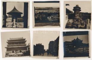 cca 1900-1920 Voyage en Chine, egy kínai utazás képei, 30 db fotónegatív, 7,5x7,5 cm és 8x8 cm közötti méretben