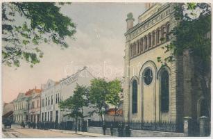 1929 Dunaszerahely, Dunajská Streda; Fő utca, zsinagóga, Pollák Dávid üvegáruháza, üzletek. Mark Petényi kiadása / main street, shops, synagogue