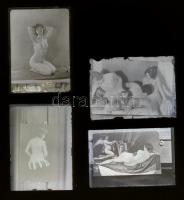 4 db akt üvegnegatív, 6×9 cm