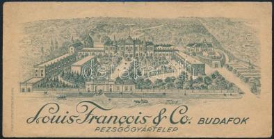 cca 1910 A budafoki Louis Francois & Co. pezsgőgyár számolócédula, a gyár fametszetes látképével