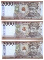 2016. 2000Ft "CB" (3x) sorszámkövetők T:I