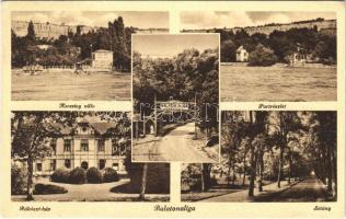 1938 Balatonaliga (Balatonvilágos), Kerestey villa, Balaton-part, fürdőtelep bejárata, Rákóczi ház, sétány (EK)