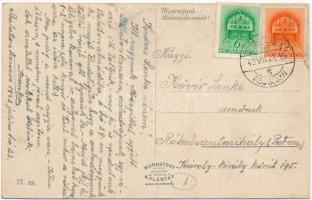 1943 Balatonkenese, Hajókikötő, magyar zászló, gőzhajó (EK)