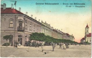 1916 Békéscsaba, Fő tér, Fiume szálloda. Holländer nyomda kiadása