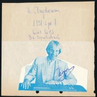 Richard Clayderman (1953-) francia zongorista aláírása papírlapon