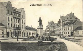 1914 Debrecen, Egyháztér, Református főiskola, Uránia mozgó, mozi, Csokonai Vitéz Mihály szobra. Ifj. Gyürky Sándor kiadása (EK)
