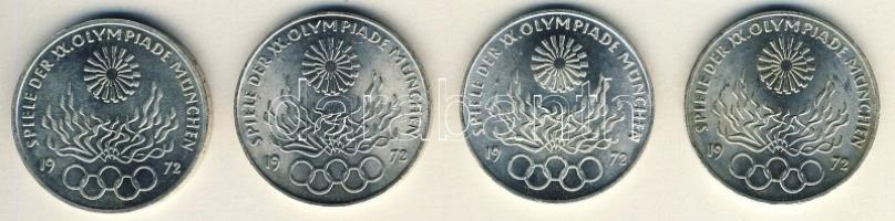 NSZK 1972D,F,G,J  10M "Flamme" T:2 teljes sor