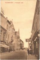 Temesvár, Timisoara; Hunyadi utca, üzletek. Moravetz testvérek kiadása / street, shops (EK)
