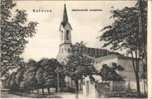 1929 Kalocsa, Iskolanénék temploma. Berkes Ignác kiadása + "SUBOTICA - BUDAPEST 36 E" vasúti mozgóposta bélyegző (EK)