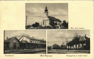 1940 Kál-Kápolna, Római katolikus templom, Vasútállomás, Pénzügyőrség és polgári iskola + KÁL-KÁPOLNA P.Ü. SZEKRÉNYBŐL