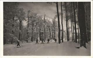 1940 Kékes, zúzmarás tél a Kékesen, síelők, téli sport. Klein S. H. kiadása + KÉKESTETŐ POSTAI ÜGYN.