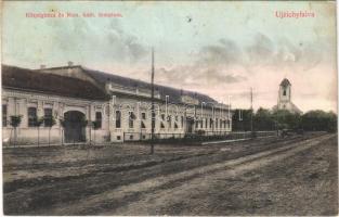 1913 Újzichyfalva, Zichyfalva, Plandiste; községháza, római katolikus templom / town hall, church