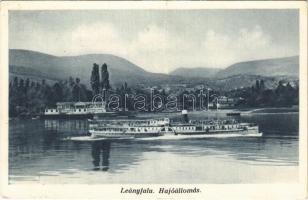 1932 Leányfalu, Hajóállomás, gőzhajó (EK) + PÓCSMEGYER-LEÁNYFALU mozgóposta