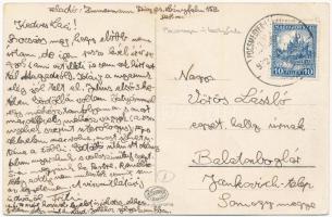 1932 Leányfalu, Hajóállomás, gőzhajó (EK) + "PÓCSMEGYER-LEÁNYFALU" mozgóposta