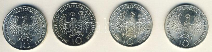 NSZK 1972D,F,G,J  10M "Flamme" T:2 teljes sor