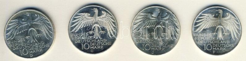 NSZK 1972D,F,G,J  10M "Stadion" T:2 teljes sor