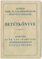 1944. Apatini Bank és Részvénytársaság Betétkönyve T:2
