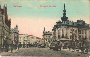 1909 Kolozsvár, Cluj; Szamos híd környéke, Gergely János üzlete. Lehota Anna kiadása / Somes river bridge, street, shops
