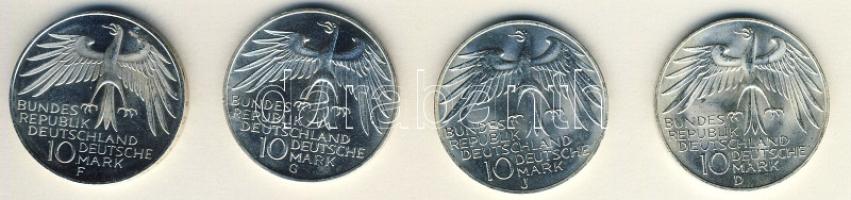 NSZK 1972D,F,G,J  10M "Stadion" T:2 teljes sor