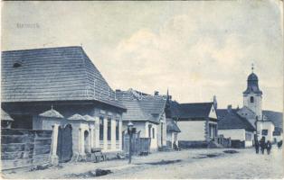 1917 Bereck, Bereczk, Bretcu; utca, templom / street, church