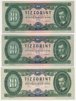 1969. 10Ft (2x, sorszámkövető) + 1975. 10Ft T:II-III szép papír