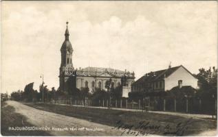 1934 Hajdúböszörmény, Kossuth tér református templom, Tisza István utca 27. közjegyző iroda, hősök szobra
