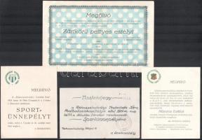 1924 4 db meghívó, tiszteletjegy, a Rákosszentmihiályi Athlétika és Football Club rendezvényeire
