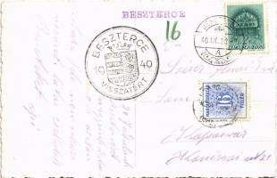 1940 Beszterce, Bistritz, Bistrita; utca, templomok, üzletek / street, churches, shops. photo + &quo...