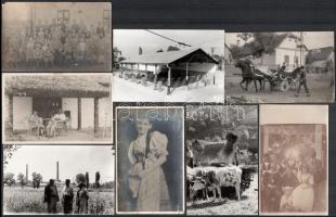 cca 1923-1960 Vidéki életképek, 8 db fotólap, 9×14 cm