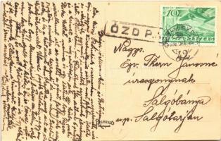 1936 Ózd, Hétes völgy + "ÓZD P.U." "ÓZD - MISKOLC 42" vasúti mozgóposta bélyegző