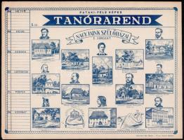 cca 1920-1930 Pataki-féle órarend, kitöltetlen, 3 db