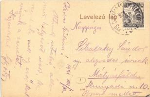 1921 Recsk, Római katolikus templom, belső + "KIS-ÚJSZÁLLÁS - KIS-TERENNE 78. SZ." vasúti ...