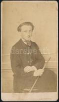 cca 1870-80 Vimmer Ferenc portréja, vizitkártya méretű vintage fotó A.C. Pitzek braunaui műterméből, hátoldalán feliratozott, apró foltokkal, 10,5x6 cm