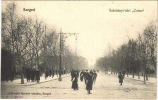 1907 Szeged, Széchenyi téri korzó. Grünwald Herman kiadása