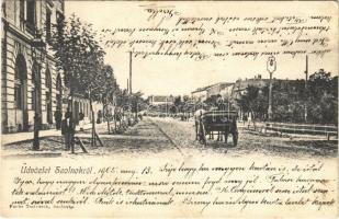 1905 Szolnok, utca, lovaskocsi. Fuchs Testvérek kiadása (EK)