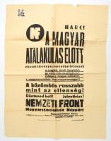 cca 1938 A Nemzeti Front magyaroszocialista néppárt rákoszentmihályi szervezetének plakátja 50x62 cm
