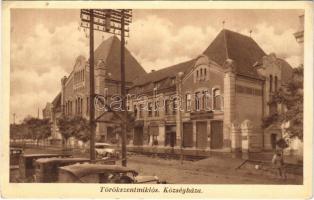 1937 Törökszentmiklós, Községháza, automobil, kerékpár, óra-ékszer üzlet. Szabó Lajosné kiadása (EK)