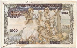 Szerbia / Német megszállás 1941. 1000D 500D-os bankjegyre nyomva T:III 
Serbia / German occupation ...