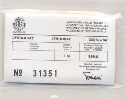 Svájc DN "Philswiss Club" 1oz (31,103g) Ag tömb T:PP Vákumcsomagolásban, tanúsítvánnyal!