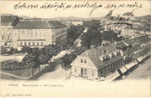 1912 Graz, Bismarckplatz u. Karl Ludwig Ring / squares, shop of Anton Oblack