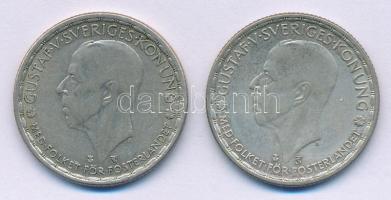 Svédország 1946TS 1K Ag V. Gusztáv (2x) T:2 Sweden 1946TS 1 Krona Ag Gustaf V. (2x) C:XF Krause KM#814